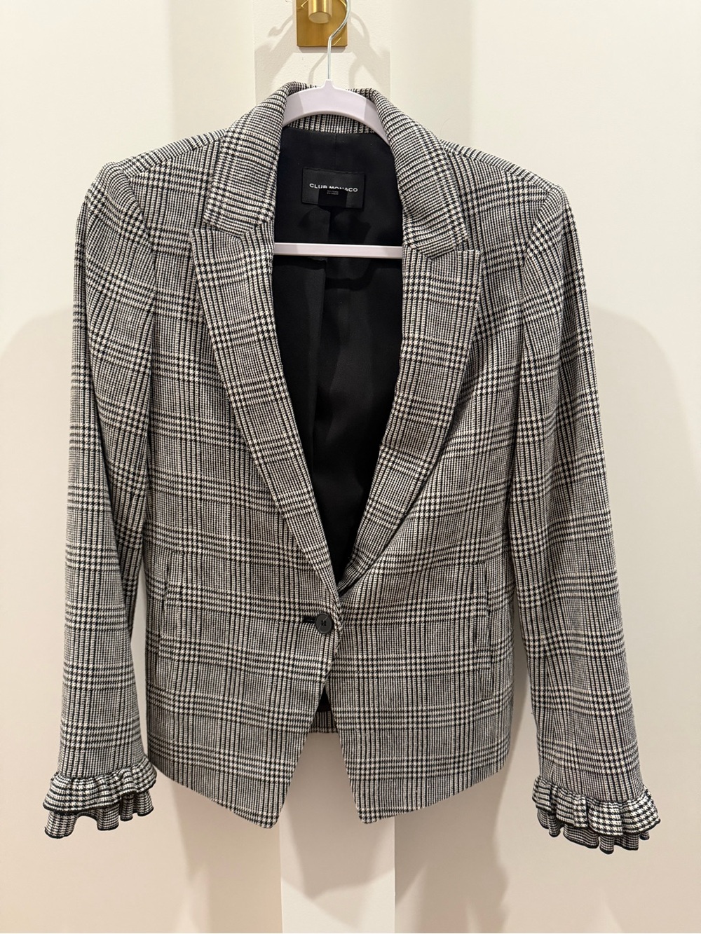 Club Monaco Black & White Plaid Blazer